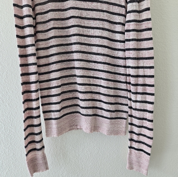 Veronica Beard Dean Pale Pink and Charcoal Stripe Linen Blend Sweater Size Small - Picture 6 of 16
